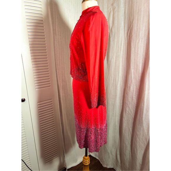 Emma Black | Women’s | Skirt Sets | Size 6/8 | Vintage Two-Piece Sequined Red Dr - Picture 3 of 12
